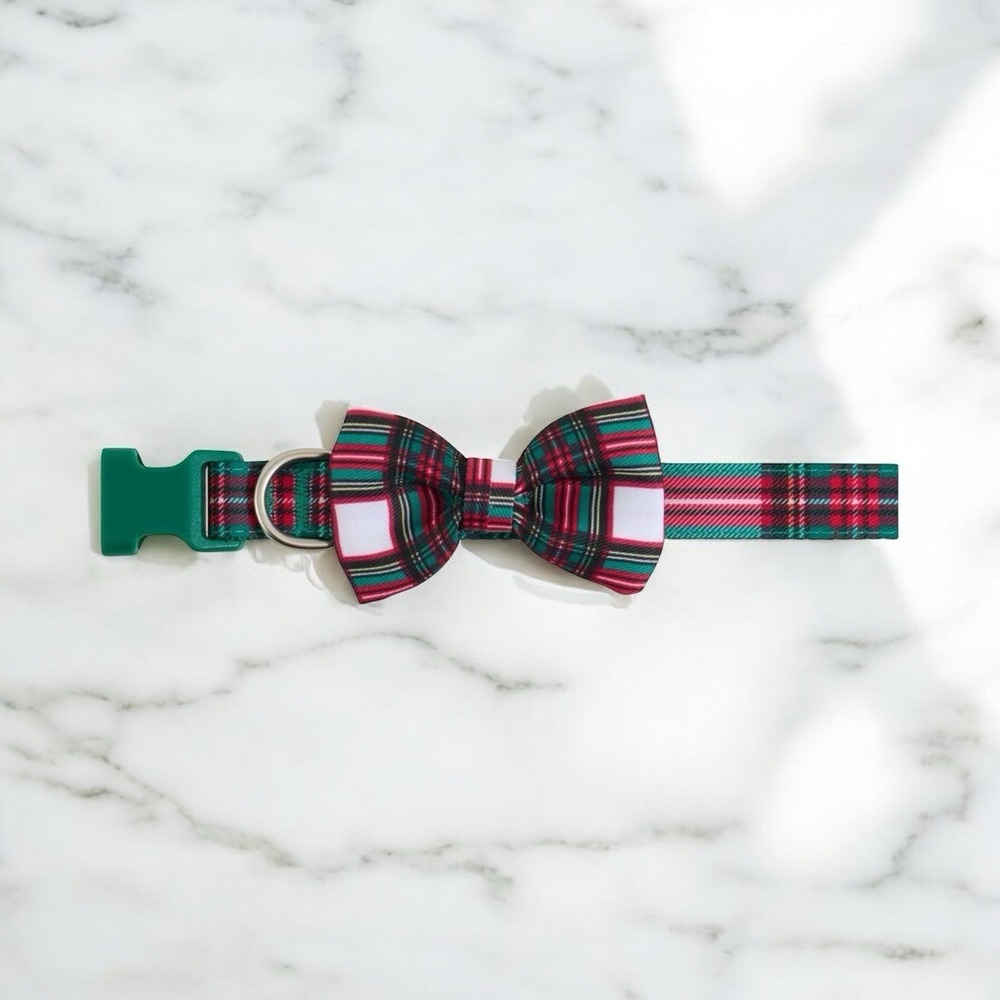 Marry Bright Holiday Dog Collar Red Green White Christmas PLAID Size L 16-26" - Picture 2 of 6